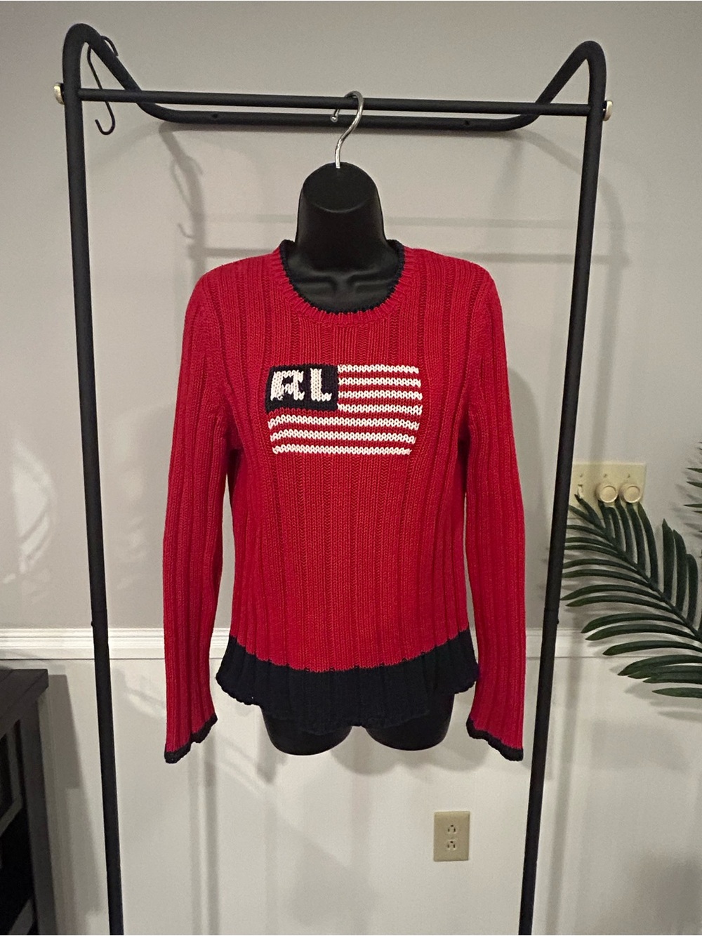Y2K Polo Jeans Co. Ralph Lauren RL Flag Chunky Knit Women’s Sweater; size L